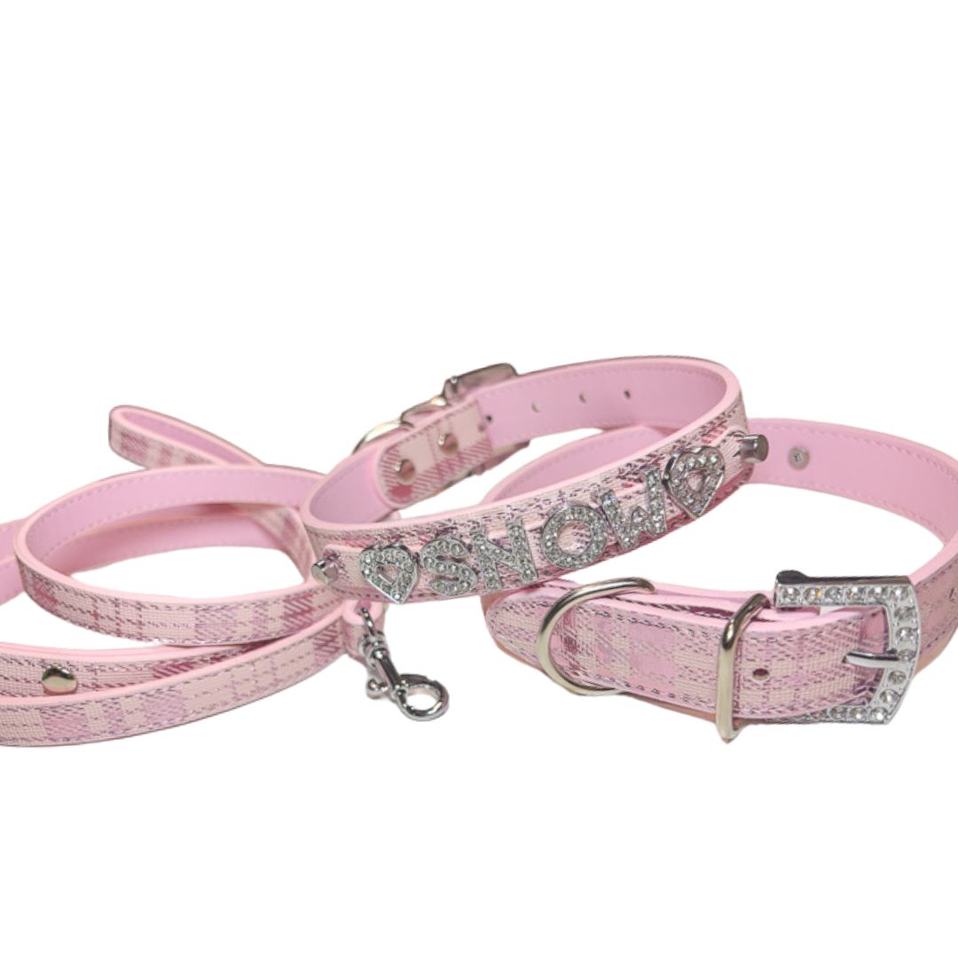 Metallic Plaid Personalized Pet Collars