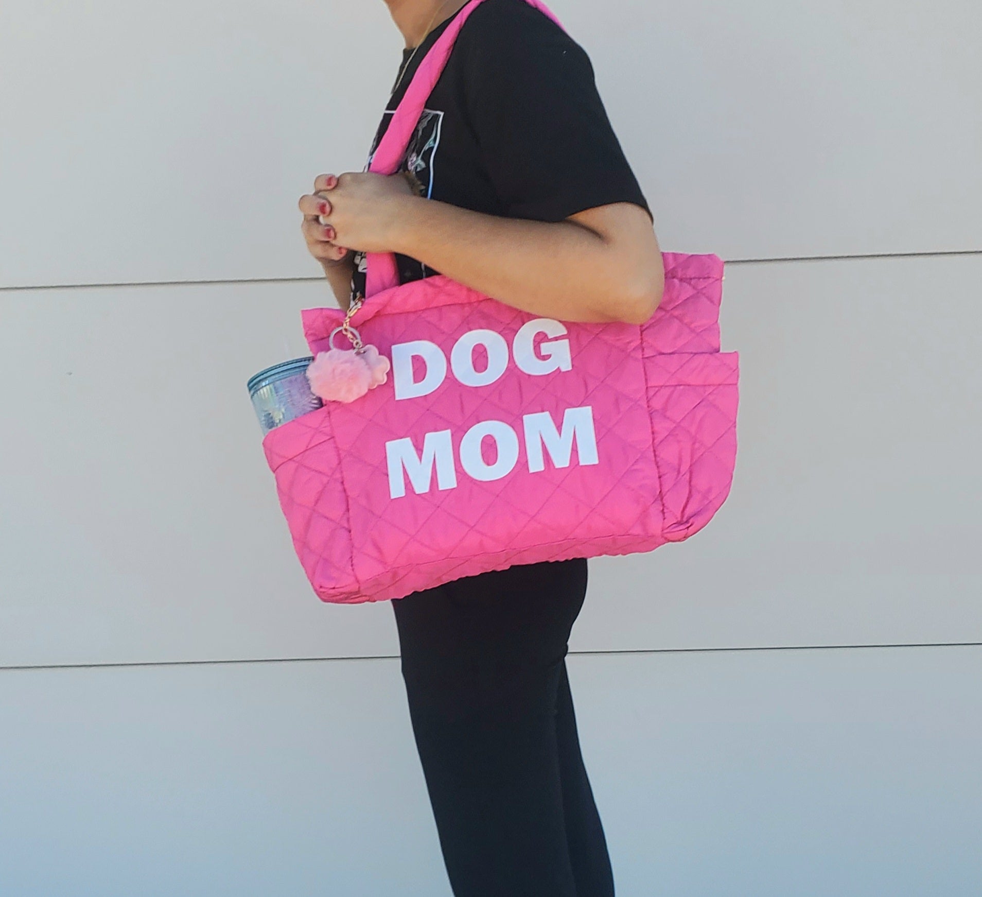 Glitter Quilted Dog Mom Tote