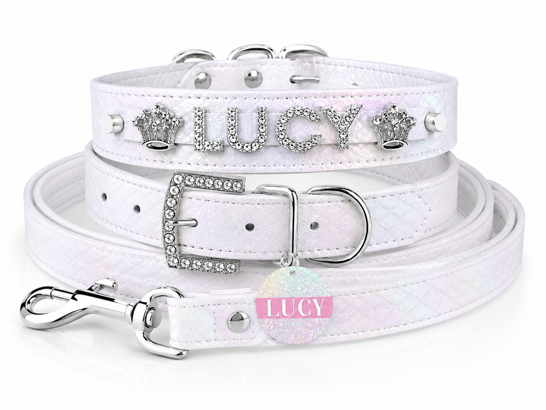 Quilted Iridescent white collar