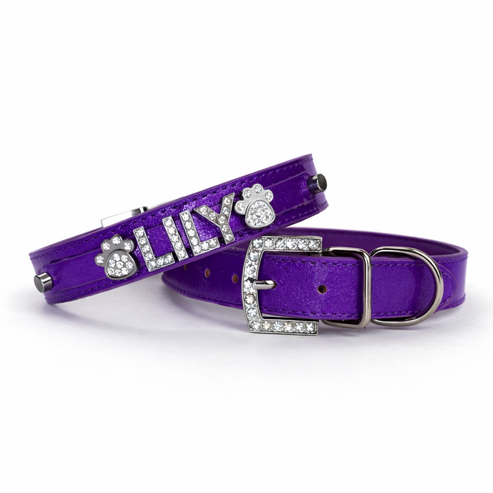 Dark Purple Sparkle Personalized Pet Collar