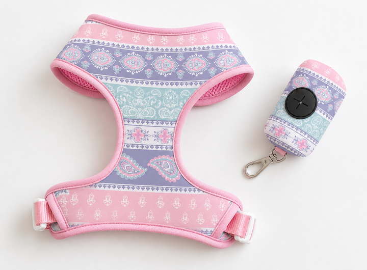 Pastel Paisley Dog Harness | Adjustable Pet Harness
