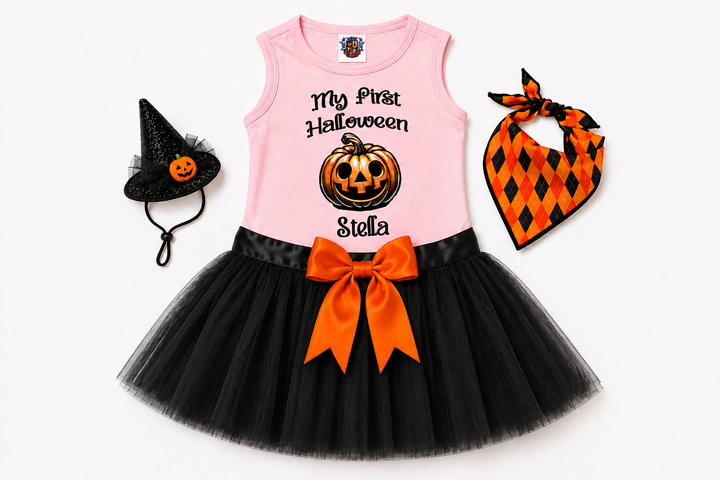 My First Halloween Personalized Tee and optional bandana