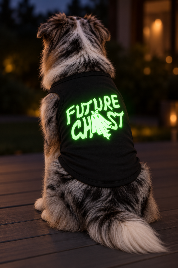 Halloween Glow In The Dark Dog Shirt | Future Ghost in Hot Pink