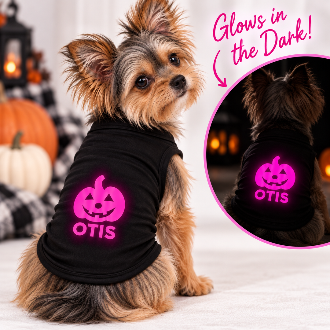 Pink Glow-in-the-Dark Jack-O’-Lantern Pet Tee