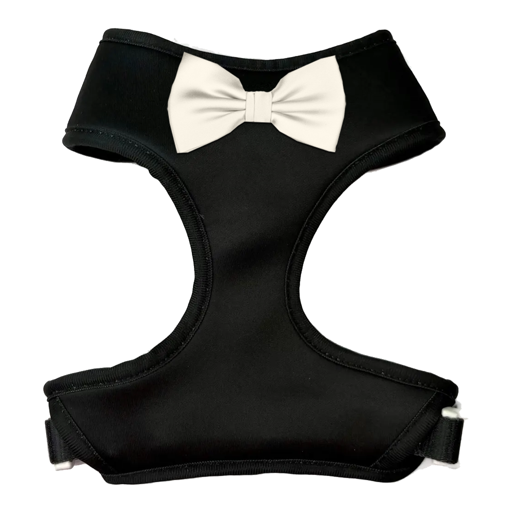 Black Satin Bowtie Harness- 15 Bow Color Options