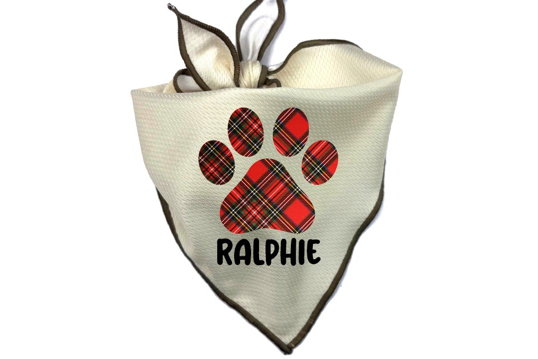 Holiday Dog Bandana | Personalized Holiday Plaid Paw