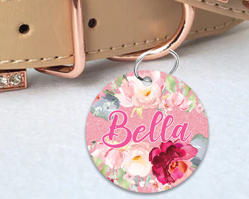 Pet ID Tag | Light Pink Floral