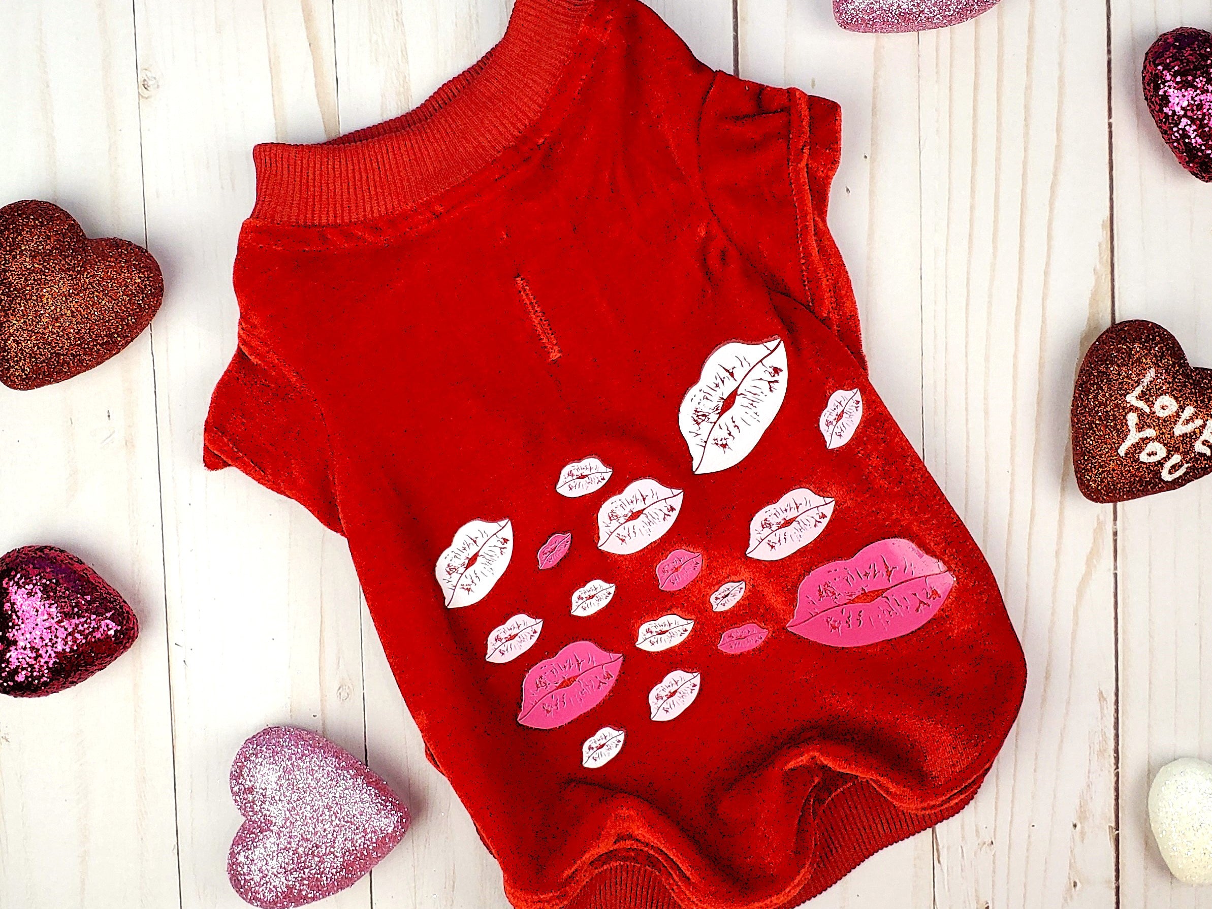 Puppy Kisses Valentine Velvet Sweater