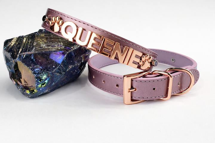 Spacedust Mauve Personalized Pet Collar