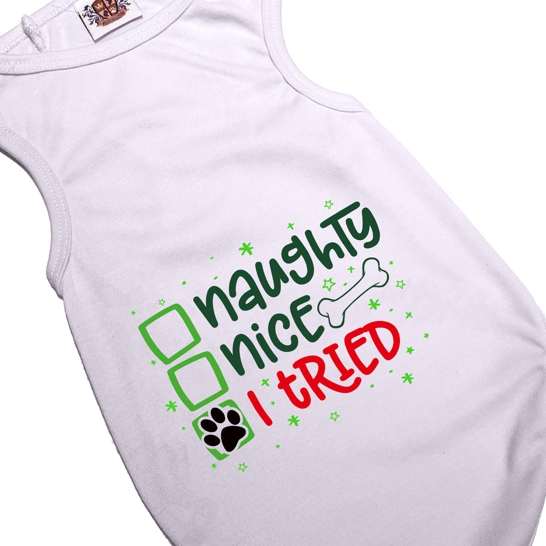 Christmas Dog Tee & Bandana Combo |  Naughty Nice List
