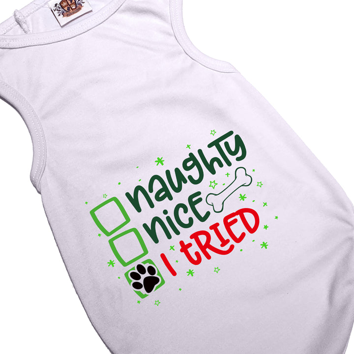 Christmas Dog Tee & Bandana Combo |  Naughty Nice List