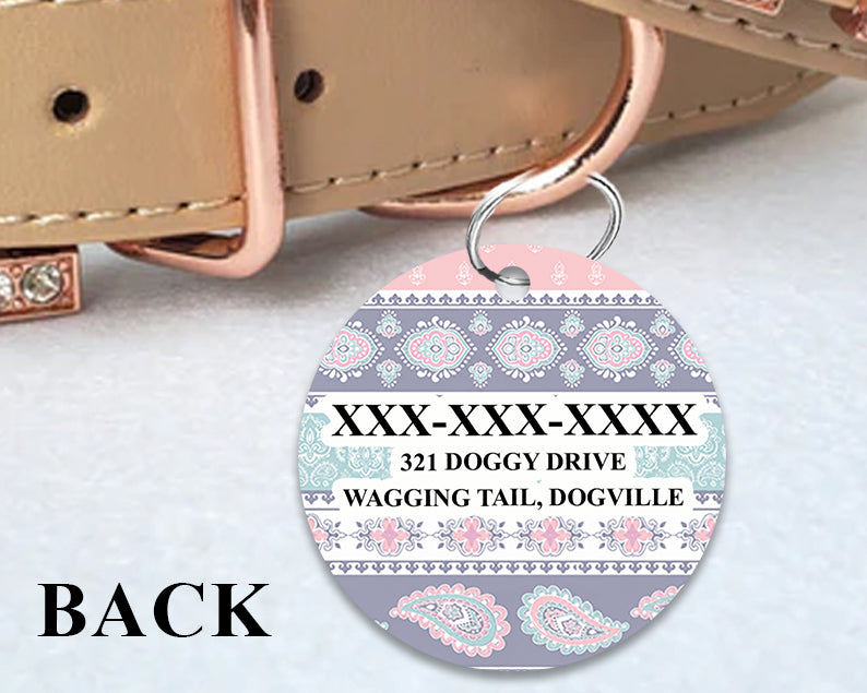 Pet ID Tag | Pastel Paisley