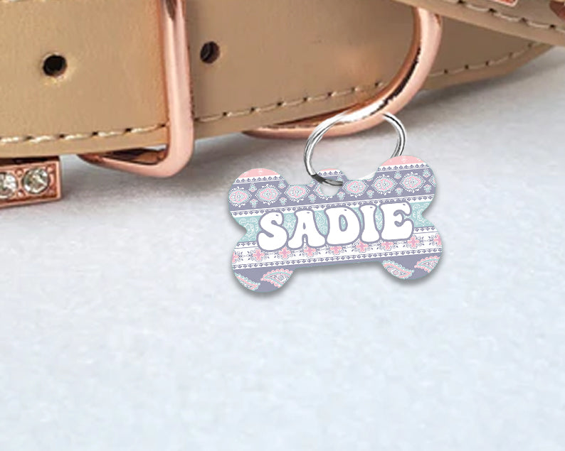 Pet ID Tag | Pastel Paisley