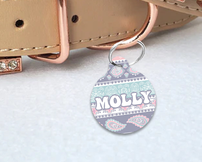 Pet ID Tag | Pastel Paisley