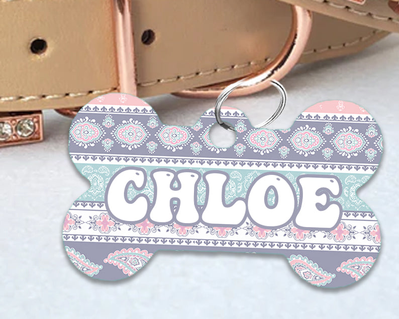 Pet ID Tag | Pastel Paisley