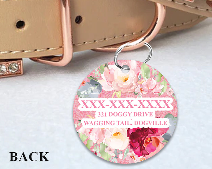 Pet ID Tag | Light Pink Floral