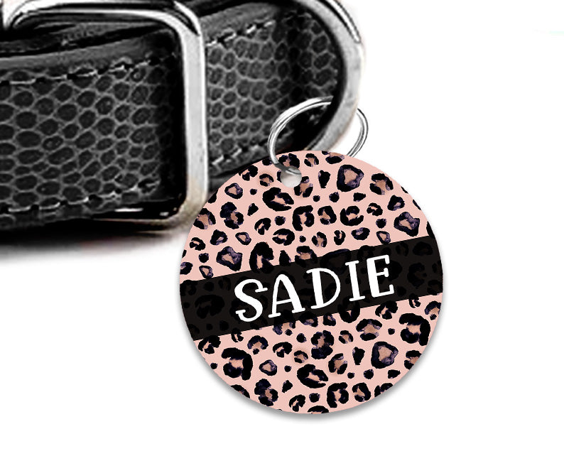 Pet ID Tag | Sassy Blush Pink Leopard