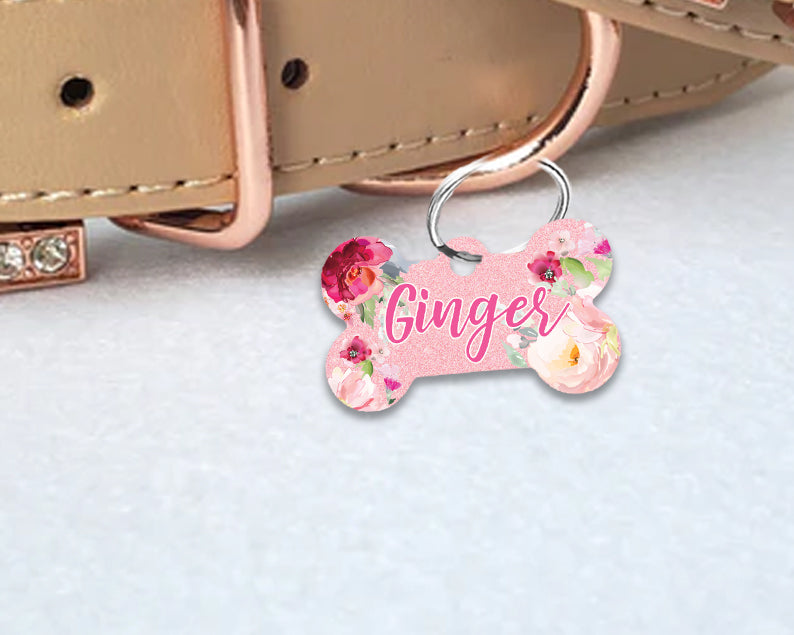 Pet ID Tag | Light Pink Floral