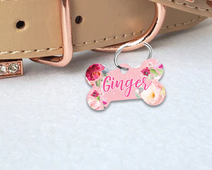 Pet ID Tag | Light Pink Floral