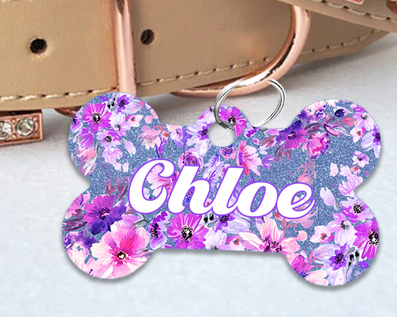 Pet ID Tag | Purple Floral