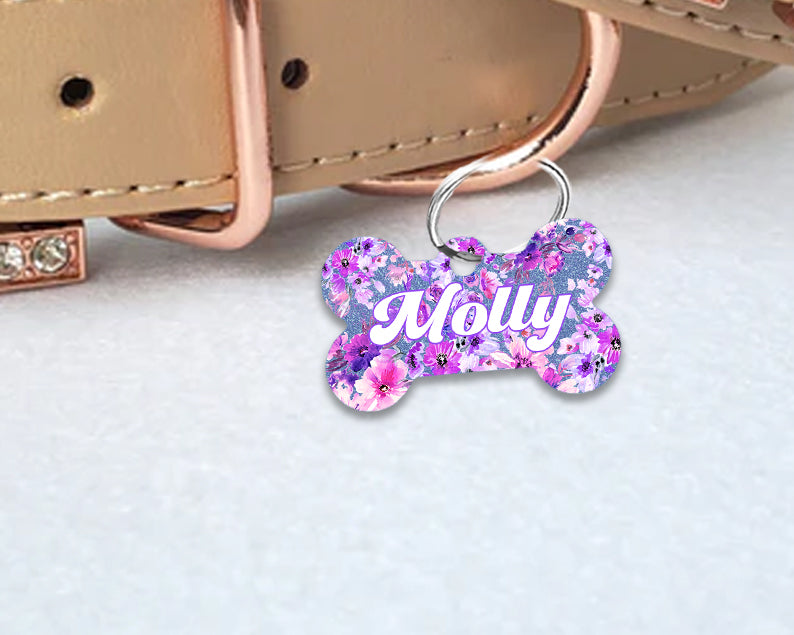 Pet ID Tag | Purple Floral