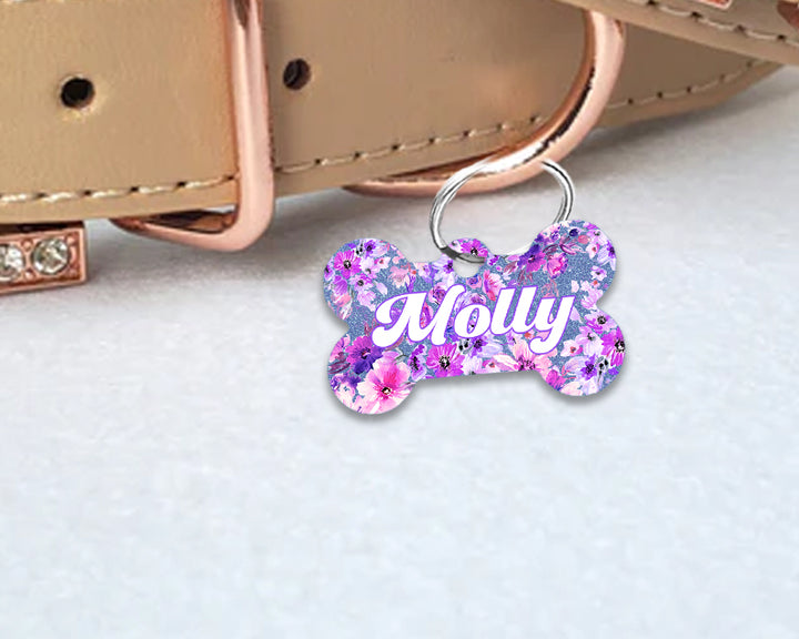 Pet ID Tag | Purple Floral