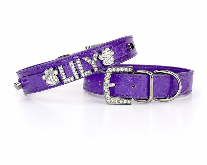 Dark Purple Sparkle Personalized Pet Collar