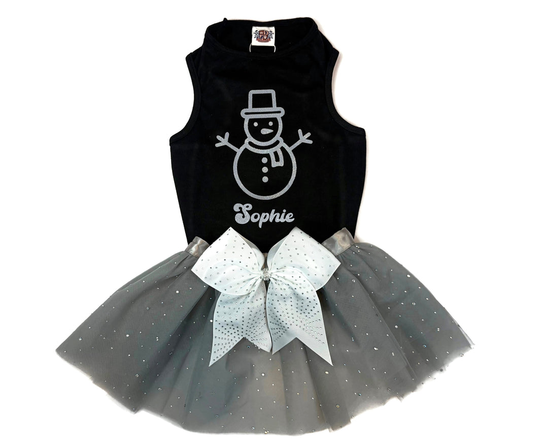 Silver Snowman Personalized Pet Outfit