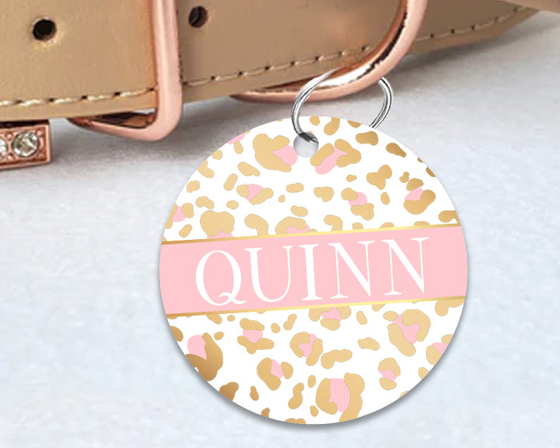 Pink Vanilla Cheetah Personalized Pet Collar