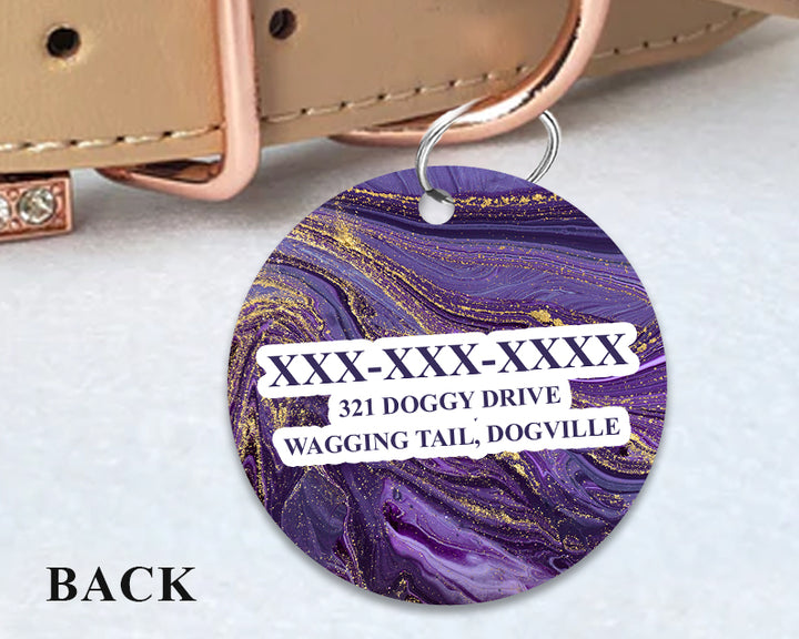 Pet ID Tag | The Purple Gold Marble