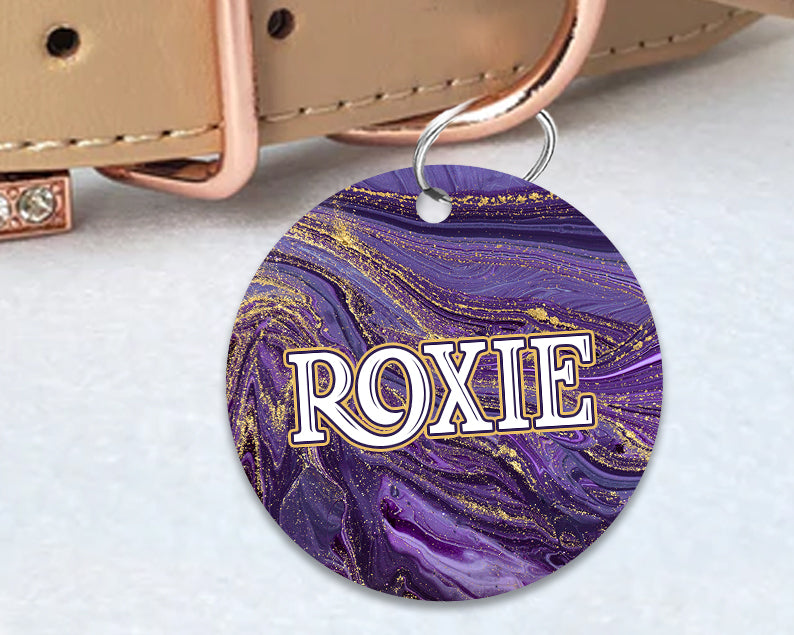Pet ID Tag | The Purple Gold Marble