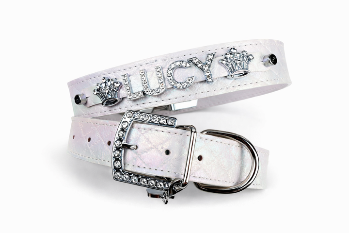 Quilted Iridescent white collar