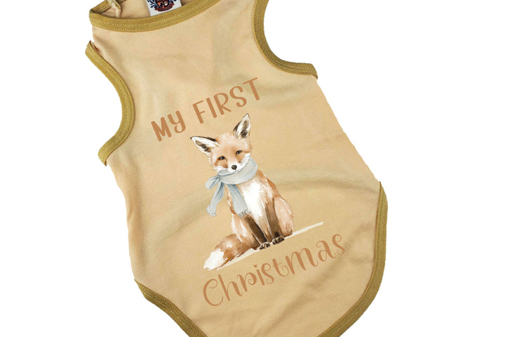 Christmas Dog Tee & Bandana Combo |  First Christmas Winter Fox
