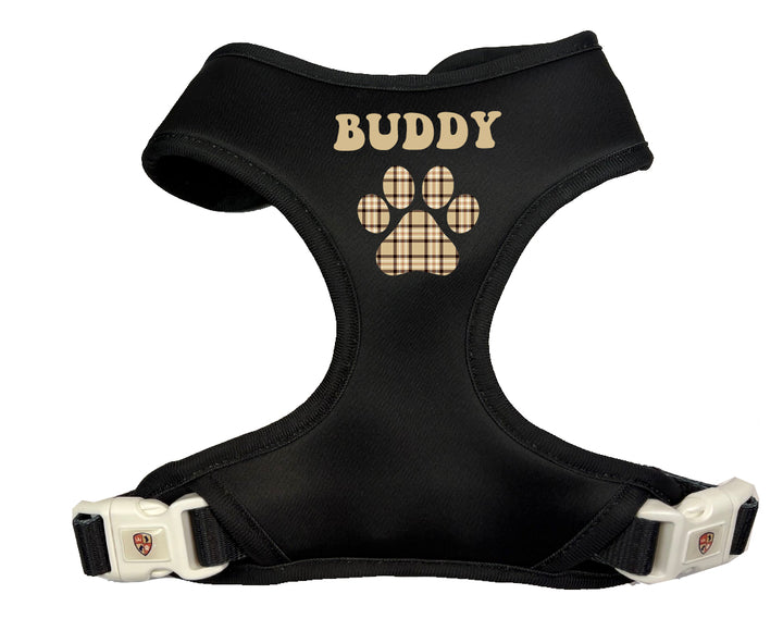 Personalized Black Preppy Paw Harness