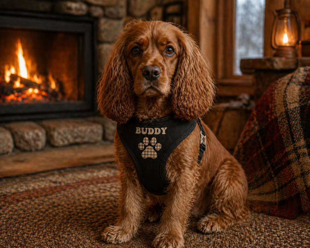 Personalized Black Preppy Paw Harness