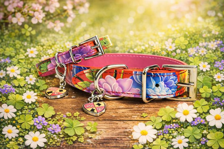 Sweet Retro Floral Personalized collar