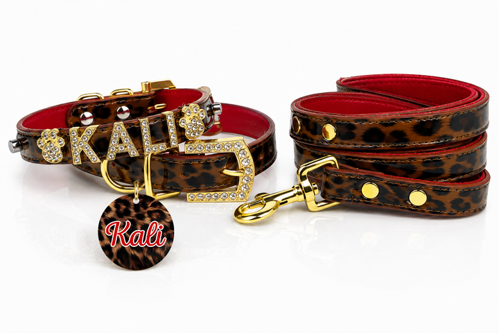Personalized Collar | Cheetah and Gold