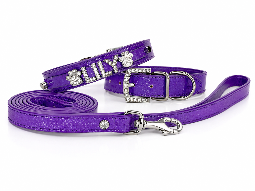 Dark Purple Sparkle Personalized Pet Collar