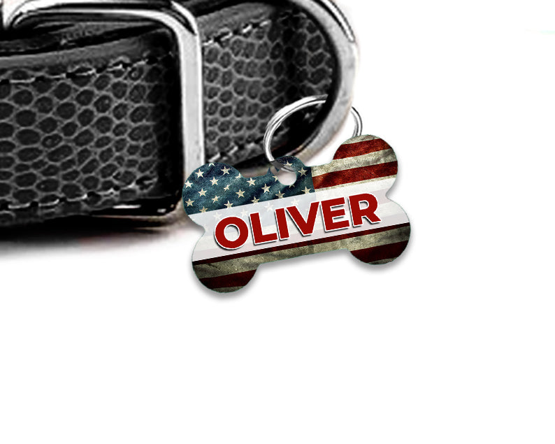 Pet ID Tag | Distressed Flag