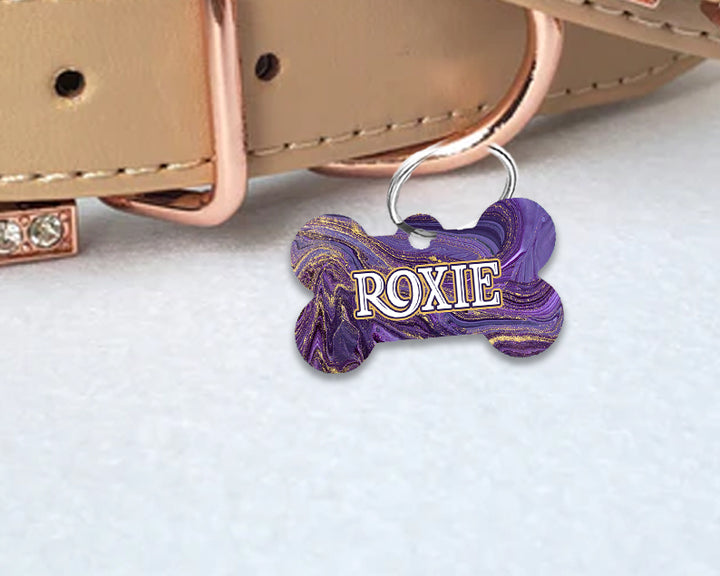 Pet ID Tag | The Purple Gold Marble