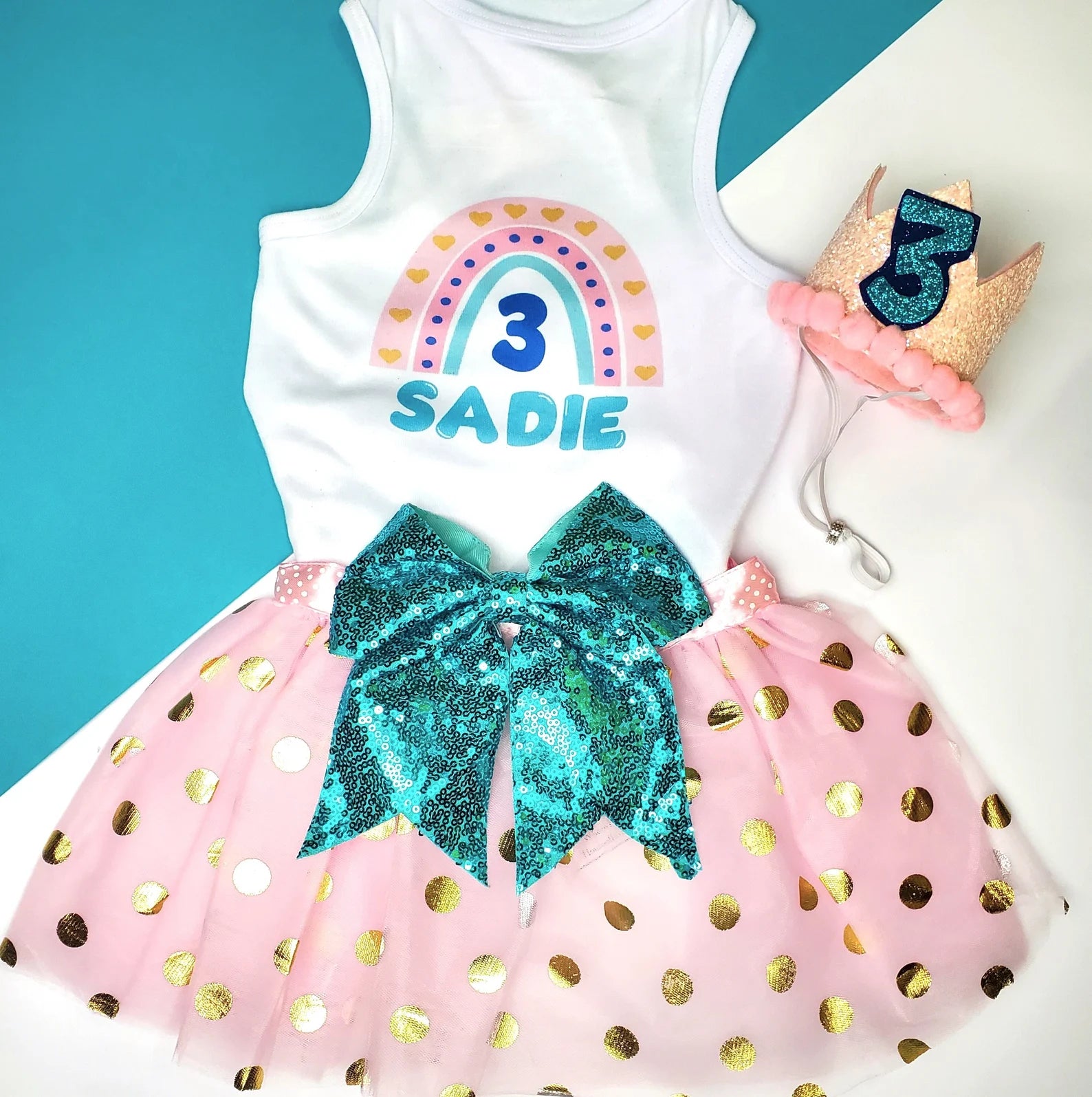 Personalized Birthday Girl Outfit | Pastel Boho Rainbow