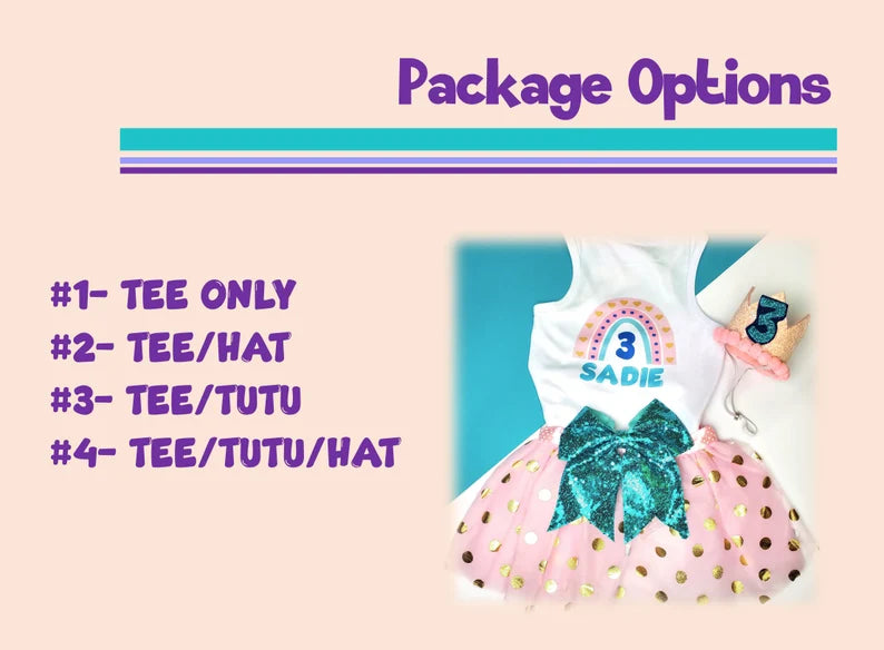 Personalized Birthday Girl Outfit | Pastel Boho Rainbow