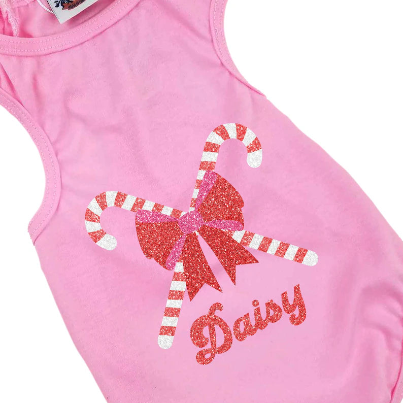 Holiday Dog Shirt | Coquette Candy Canes