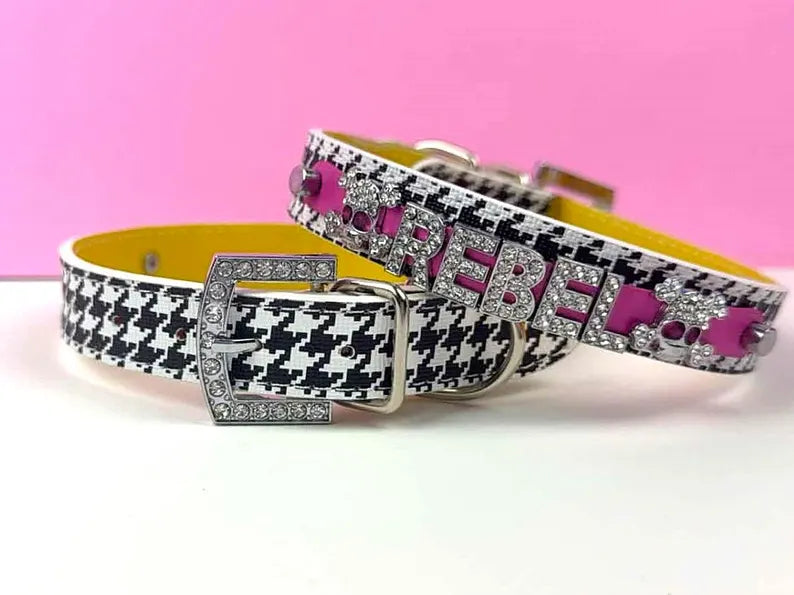 Collar | Sparkle Skulls 2 Tone Houndstooth