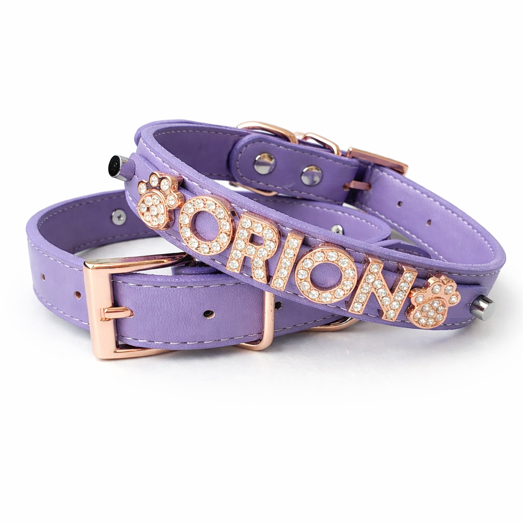 Matte Amethyst Rose Gold Personalized Pet Collar
