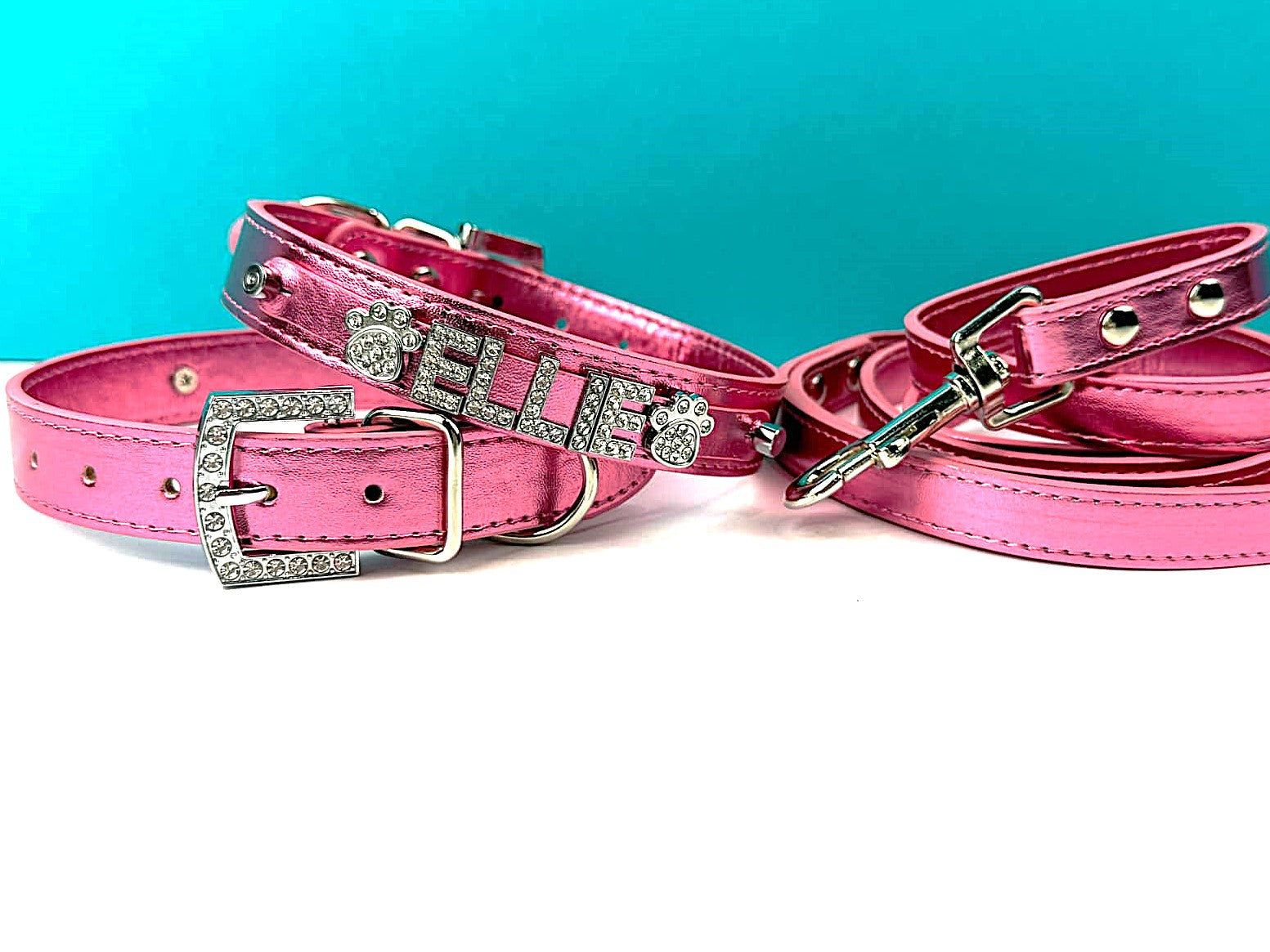 Personalized Collar | Metallic Rose with silver
