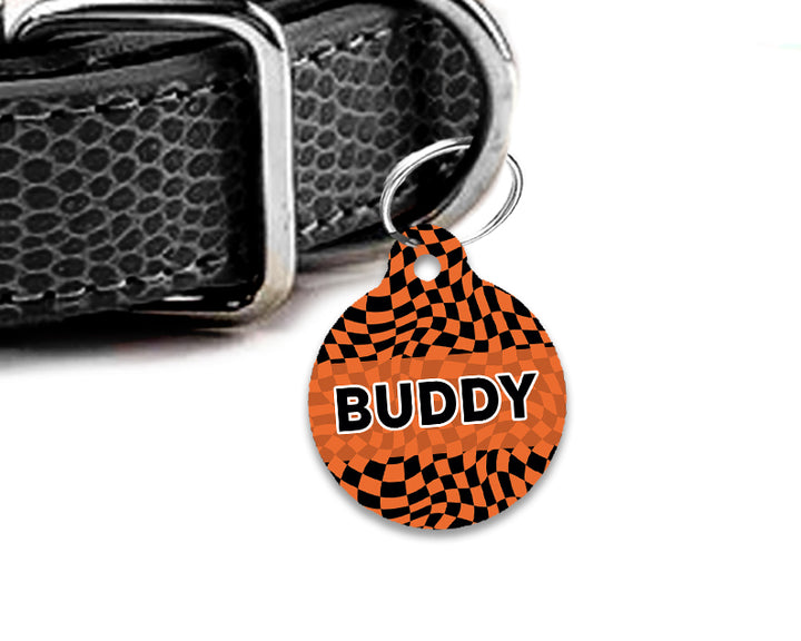 Pet ID Tag | Halloween Spooky Checkers