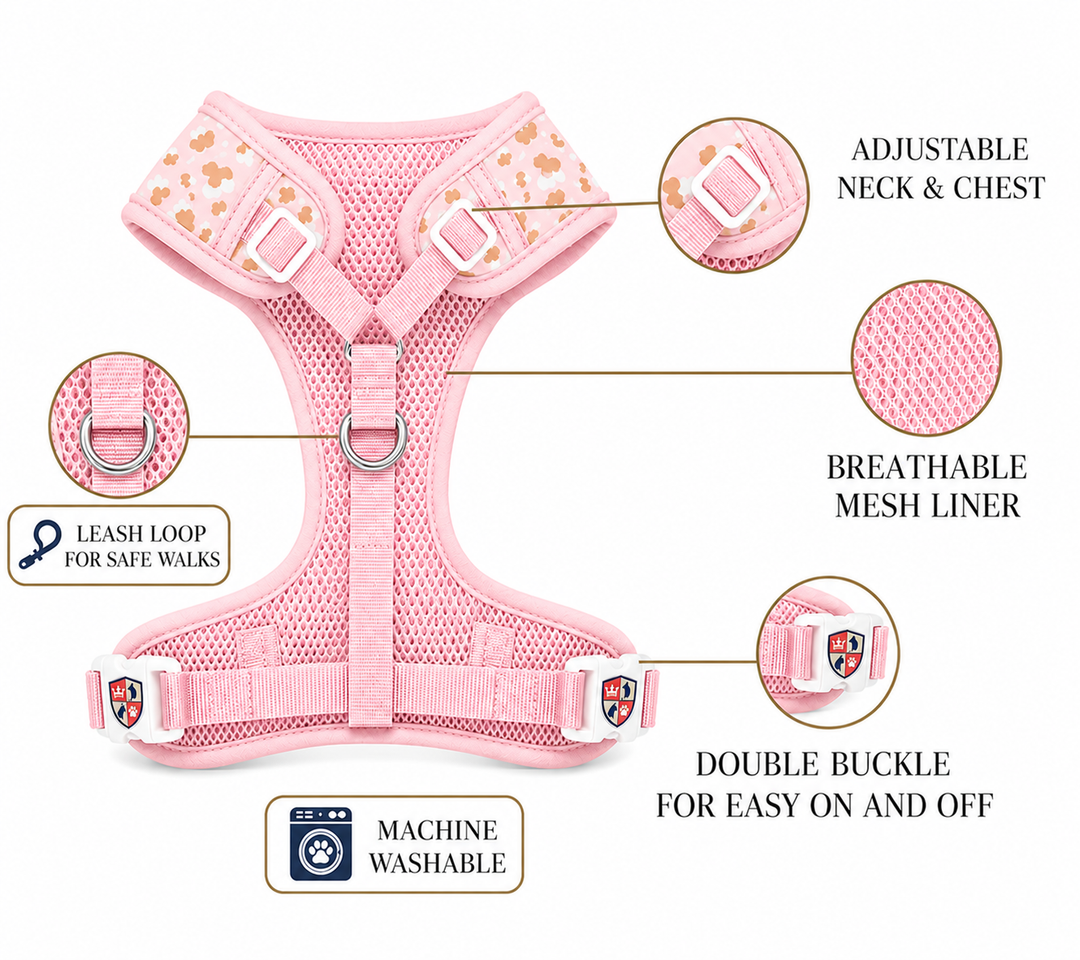 Glam Pink Cheetah | Leopard print pink Adjustable Pet Harness