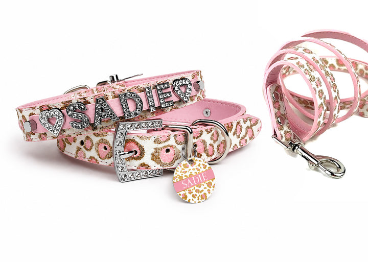 Pink Vanilla Cheetah Personalized Pet Collar