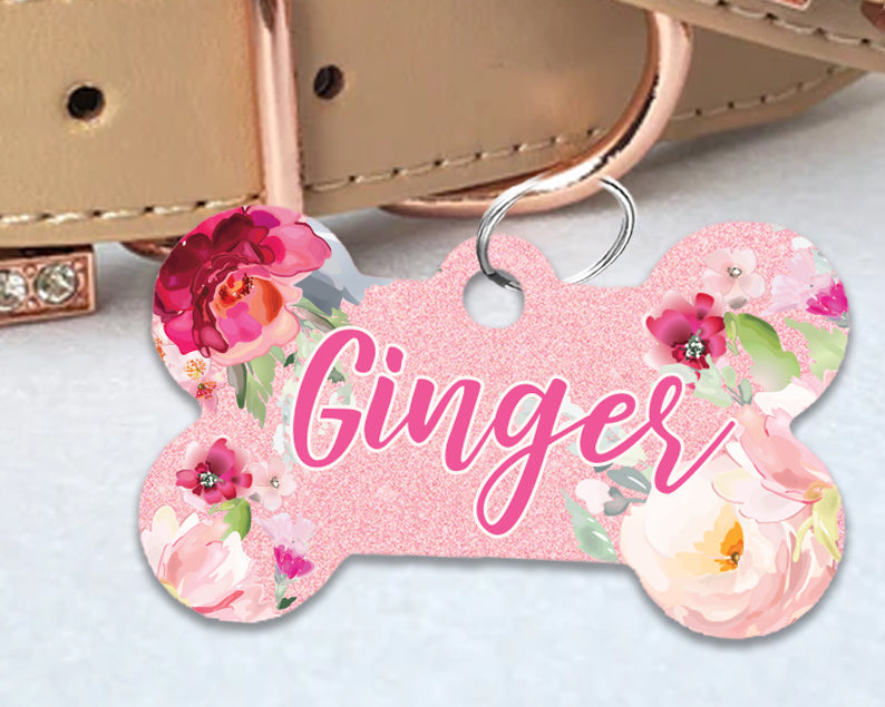 Pet ID Tag | Light Pink Floral